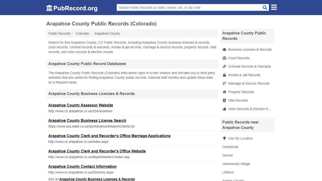 Free Arapahoe County Public Records (Colorado Public Records)
